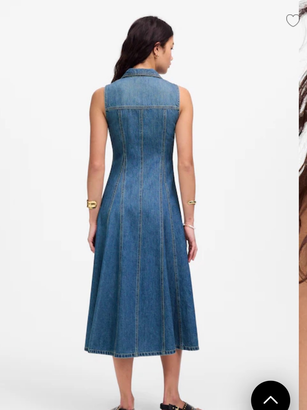 Madewell Sleeveless Denim Midi Dress in Medium Blue - Picture 4 of 6